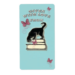 Chat sur livres donnés avec l'amour Plaque de livr