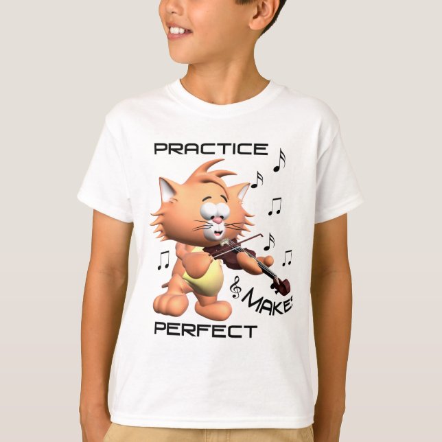 Chat T-shirt jouant de violon filles " (Devant)