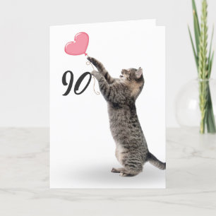 chat tabby ludique pour la carte 90e anniversaire