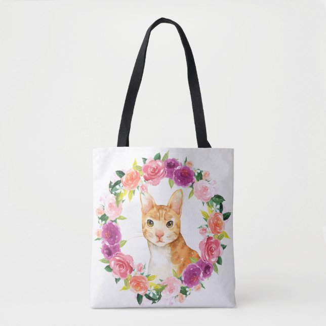 Chat Tabby Orange avec Sac fourre-tout de couronne (Devant)