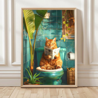 Chat Tigre Drôle Orange sur Impression de Toilette