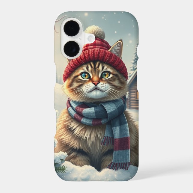 Chat tigré en tenue et chapeau de prépa d'hiver (Verso)