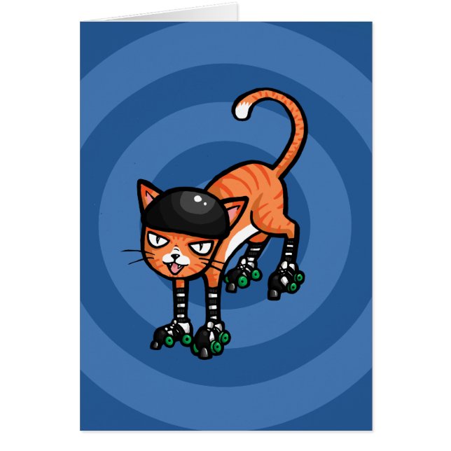 Chat tigré orange sur des rollerskates (Devant)
