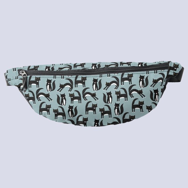 Chat Tuxedo noir et blanc (Black and white tuxedo cat pattern fanny pack)