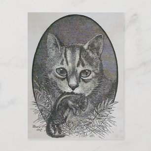 Chat victorien avec Chipmunk Carte postale de Noël