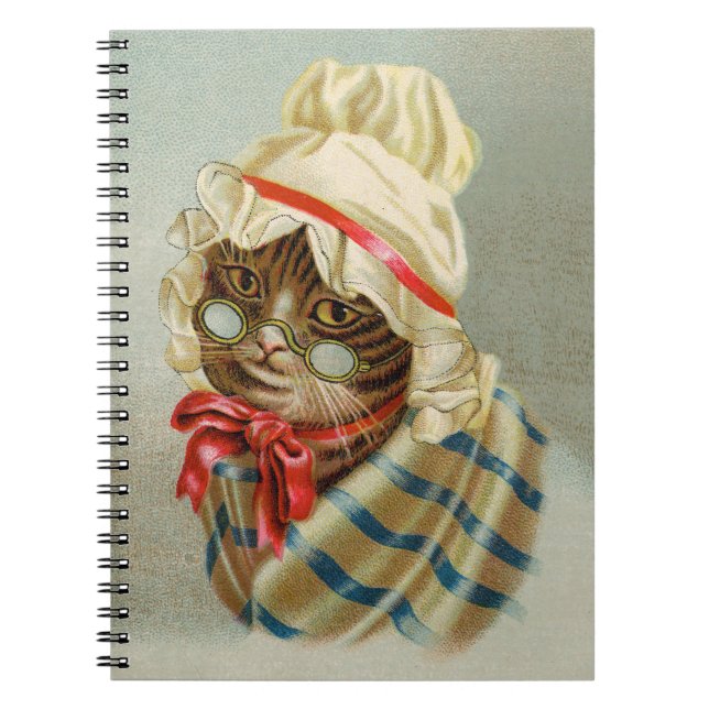 Chat victorien avec lunettes Carnet spiral (Devant)