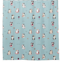 Chat & Vin Douche rideau : Amusant et Jouant Desig