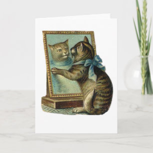 Chat vintage dans le Carte pour notes miroir