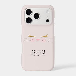 Chat visage de kitty au nez rose avec cils paillet