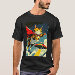 Chat volant avec un T-shirt de nouveauté OVNI, jol