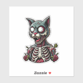 Chat Zombie Skeletal avec Sticker Rose