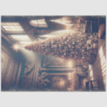 Chateau Christmas Tree Elegant Vintage Decoupage Tissue Paper<br><div class="desc">Regencycore aesthetic French Chateau Christmas decoupage paper with a cozy, warm elegant room with gorgeous windows and candle light. The magnificent tree stand tall with a glowing star at its top and an abundance of presents delicately wrapped beneath its bows. Vintage faded and time worn colour palette of French blue...</div>