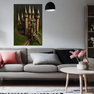 Château cool dans la forêt | AI Art Poster