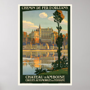 Château d'Amboise France Affiche de voyage vintage