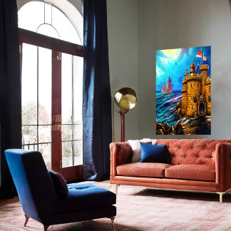 Château dans la mer | AI Art Poster
