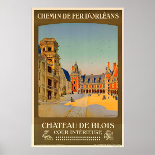 Château de Blois France Vintage Travel Poster