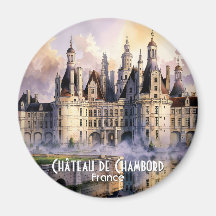 Chateau de Chambord Loire France Watercolor Castle