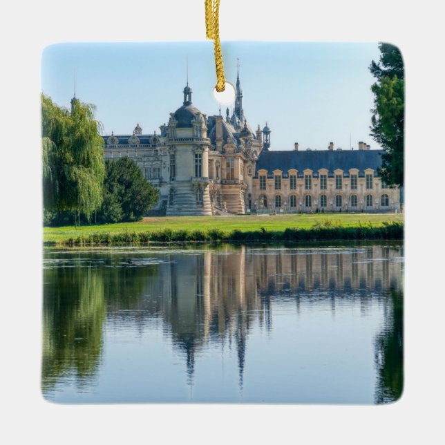 Chateau de Chantilly and reflection in a pond Ceramic Ornament (Front)