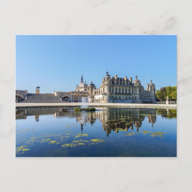 Chateau de Chantilly with reflection in a pond Postcard (Front)