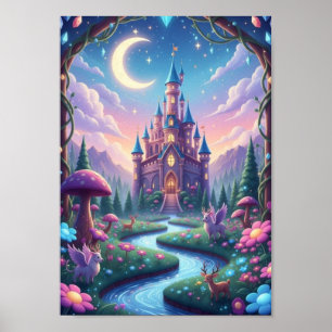 Château de Conte de Fée Fantaisiste Affiche Magiqu