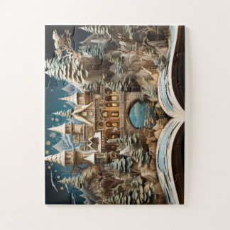 Château de livre de Noël en pop-up puzzle