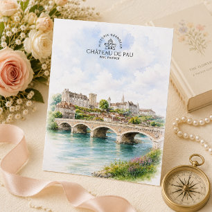 Château de Pau Castle and Bridge – France Postcard