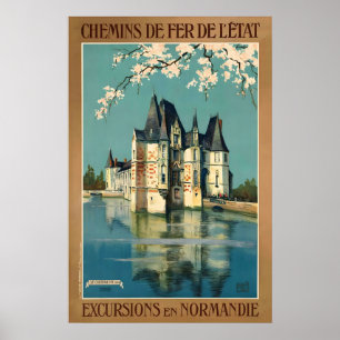Château d'Ô Orne Normandie France Vintage Travel Poster