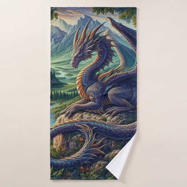 Château du Dragon médiéval coloré (Serviette de bain)