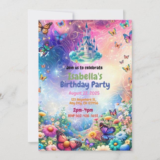 Château enchanté Magique Invitation de fête d'anni (Devant)