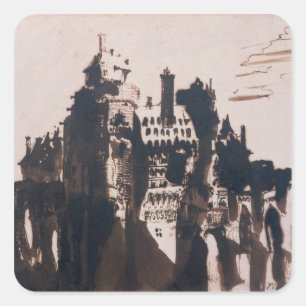 Chateau fortified by two Bridges Square Sticker