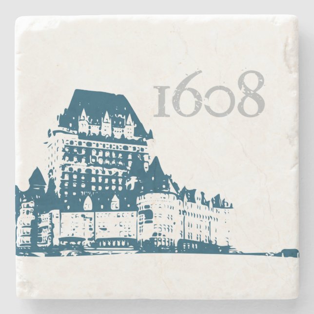 Chateau Frontenac 1608 Quebec  fleur de Lys Stone Coaster (Front)