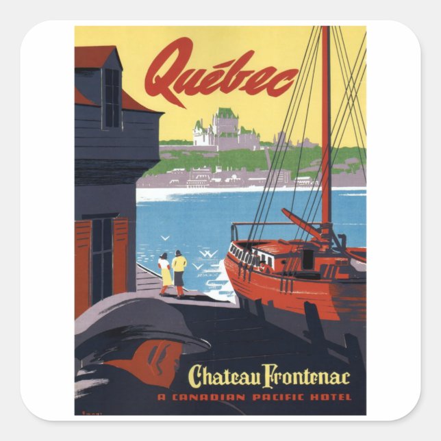 Chateau Frontenac - Canada - Vintage Travel Square Sticker (Front)
