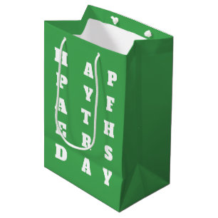 Chateau Green White Typography Happy Fathers Day Medium Gift Bag