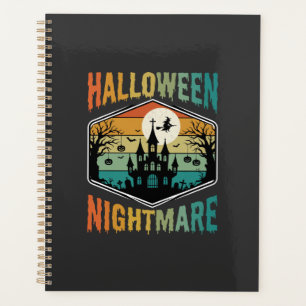 Château Hanté Cauchemar Halloween Vecteur Rétro
