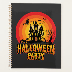 Château Hanté Soirée Halloween Vecteur Rétro