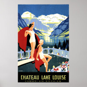 CHATEAU LAKE LOUISE Women Canadian Rockies Travel Poster