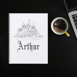 Château médiéval minimaliste vintage illustration