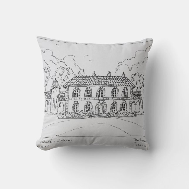 Chateau Prieure-Lichine, Margaux, Bordeaux Throw Pillow (Front)