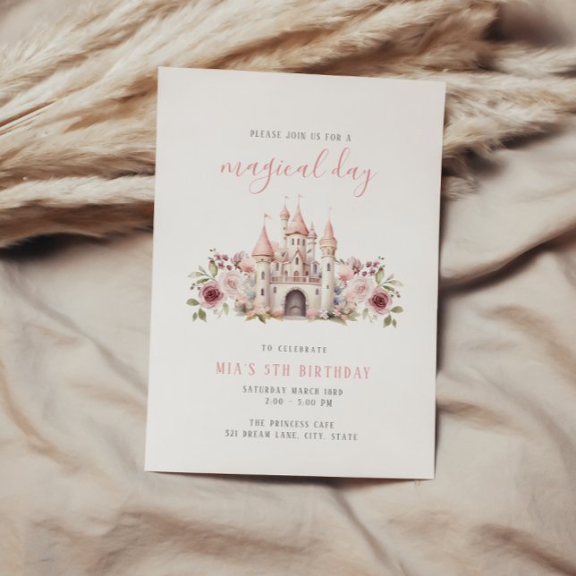 Château Princess Invitation Anniversaire Filles (Créateur téléchargé)