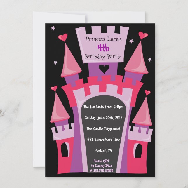 CHÂTEAU PRINCESS Invitation de fête d'anniversaire (Devant)