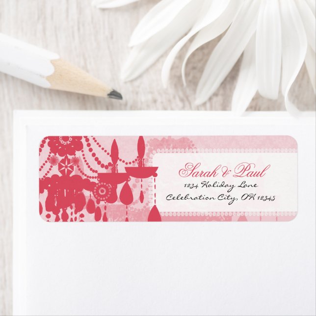 Chateau Rose Pink Chandelier Wedding Invitations (Insitu)