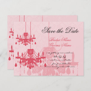 Chateau Rose rose Chandelier Mariage Invitations