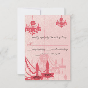 Chateau Rose rose Chandelier Mariage Invitations