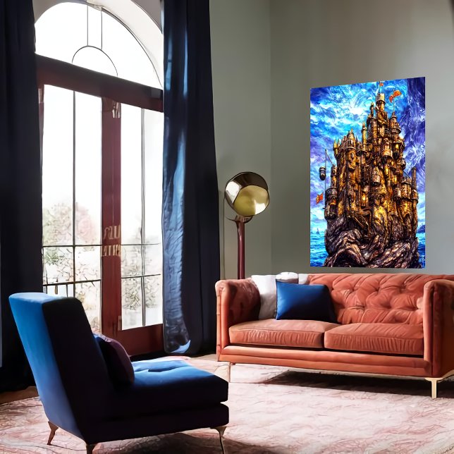 Château unique en mer | AI Art Poster (Créateur téléchargé)