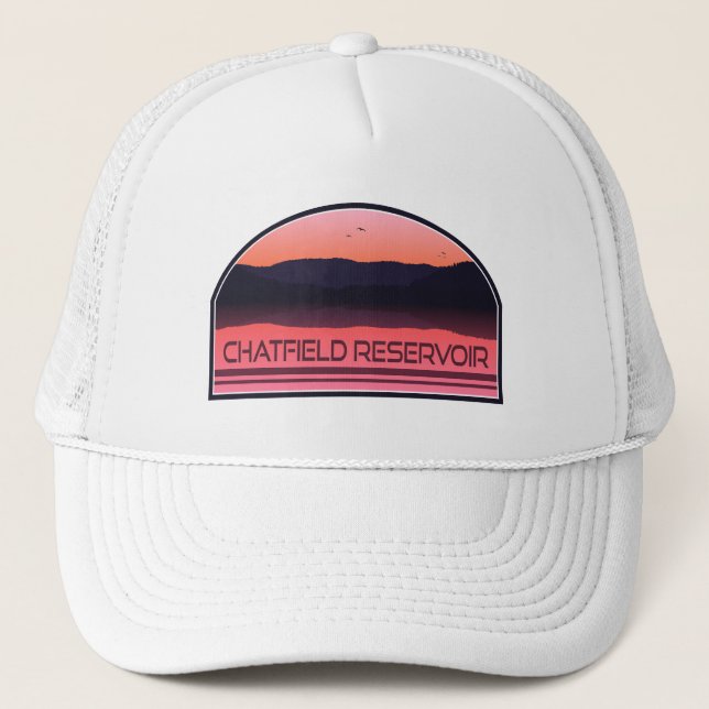 Chatfield Reservoir Colorado Red Sunrise Trucker Hat (Front)