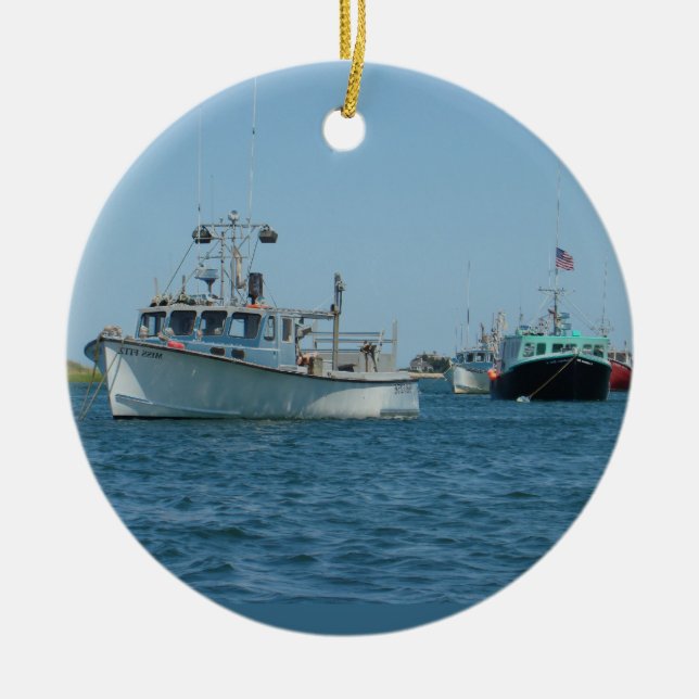 Chatham Harbour Boats Ceramic Ornament (Front)