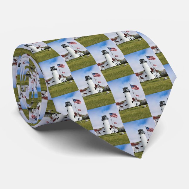 Chatham Lighthouse Cape Cod Massachusetts Mens Tie (Rolled)