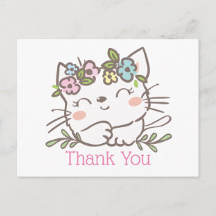 chaton blanc, chaton, animaux carte de remerciemen
