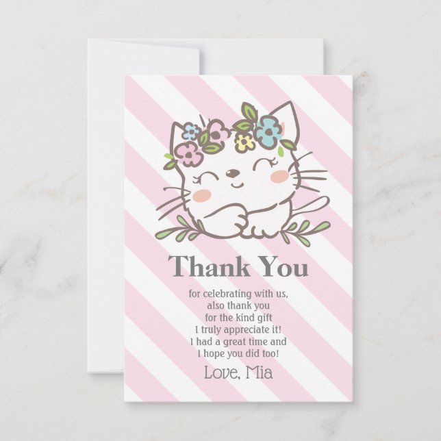 chaton blanc, chaton, animaux carte de remerciemen (Devant)