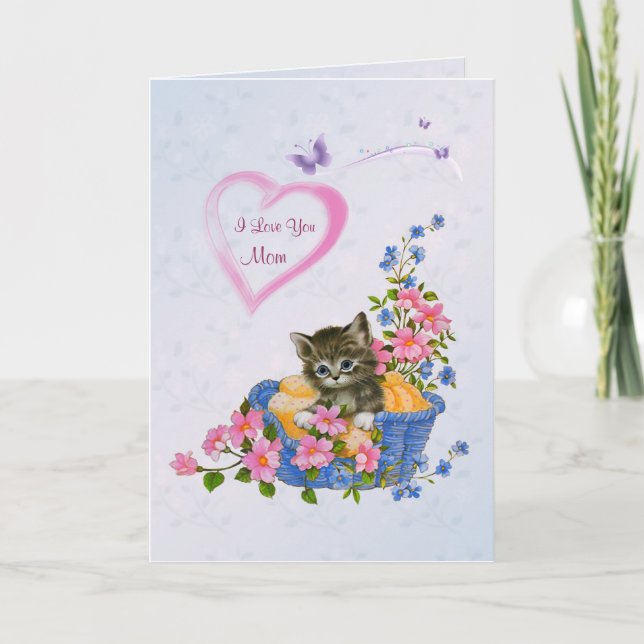 Chaton, coeur - carte du jour de mère (Devant)
